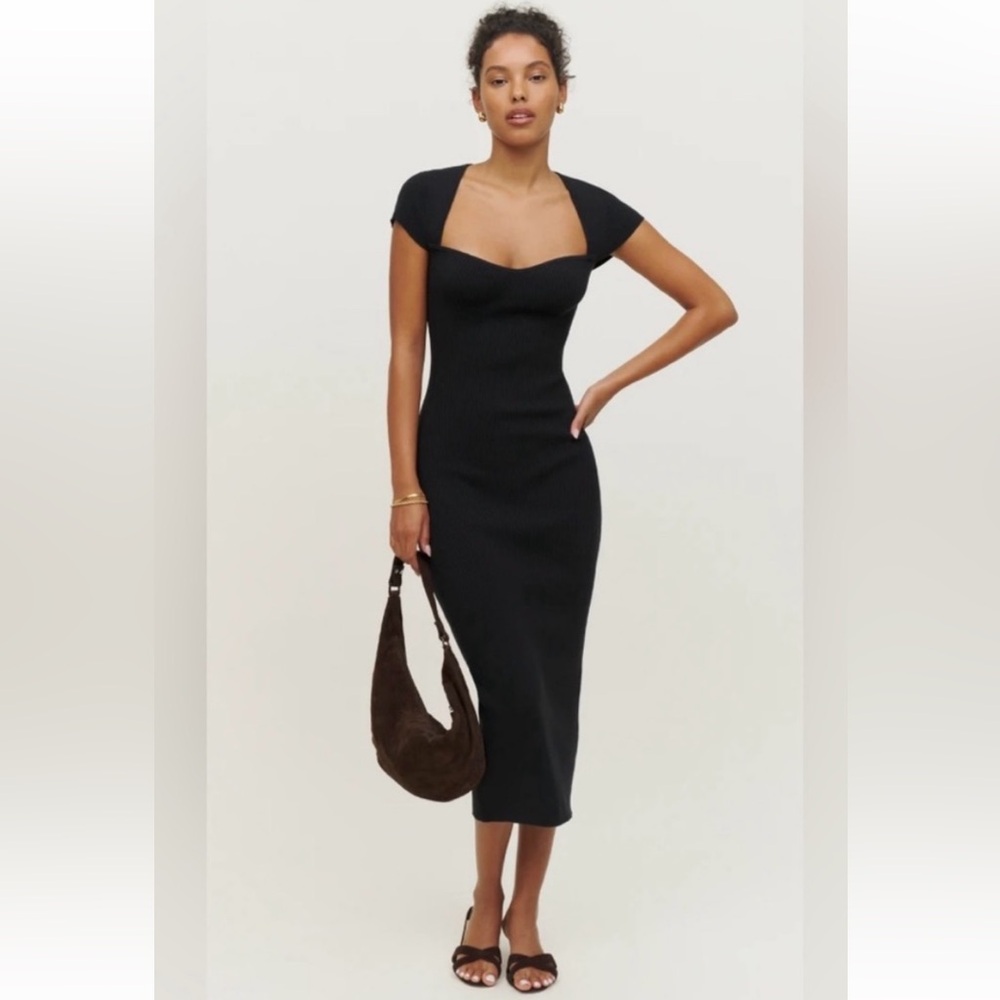 NWT Reformation size S Agostino black midi dress